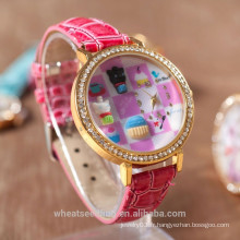 Fashion Lovely Catoon Leather Band Watch for Student Gift